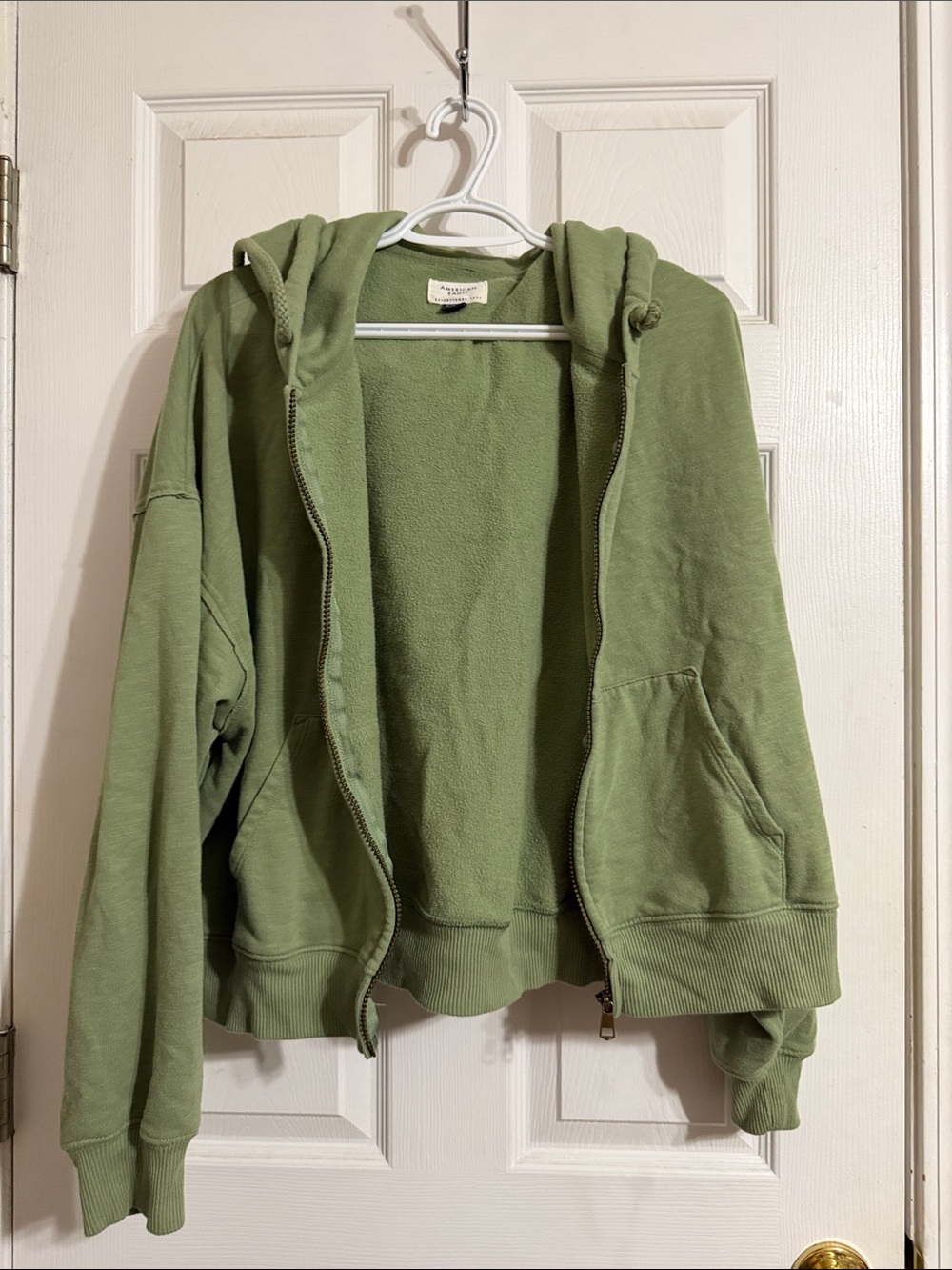 American Eagle Outfitters Sage Green Hooded Zip-Up Jacket